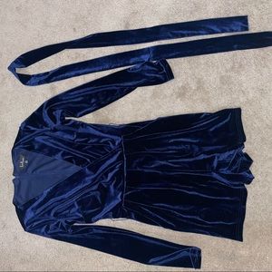 GORGEOUS BLUE VELVET ROMPER W/ MATCHING BELT